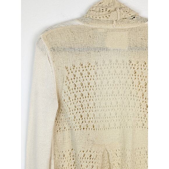 Anthropologie Angel of the North Cardigan Sweater Evenie Crochet Cream Size M - Picture 7 of 13